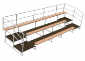 Трибуна трехрядная 28 мест с ограждениями сзади и по бокам, сиденья деревянные ФСИ