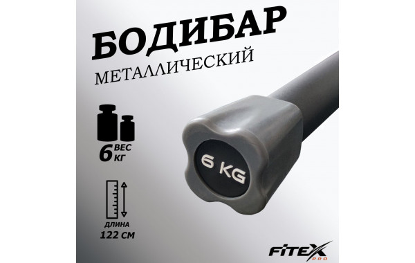 Бодибар 6кг, наконечник серый Fitex Pro FTX-1137-6kg 600_380