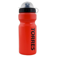 Бутылка для воды Torres 550 мл, крышка с защитным колпачком SS1066 красная, черная крышка