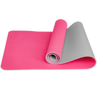 Коврик для йоги Sportex ТПЕ, 183х61х0,6см E39309 розово\серый