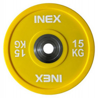 Олимпийский диск в уретане 15кг Inex PU Bumper Plate TF-P2100-15 желтый\белый