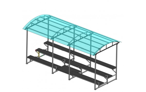 Трибуна для зрителей 3 ряда на 26 мест с навесом (лавки - фанера) Spektr Sport 600_380