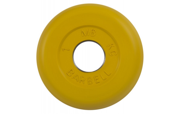 Диск обрезиненный d31мм MB Barbell MB-PltC31-1 1 кг желтый 600_380