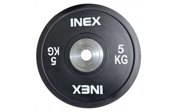 Олимпийский диск в уретане 5кг Inex PU Bumper Plate TF-P2100-05 черный\серый 600_380