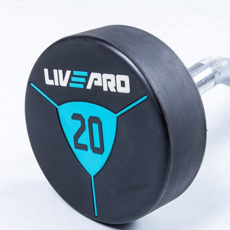 Фиксированная кривая штанга 15кг Ez Curl Urethane Barbells Live Pro LP8011-15 800_800