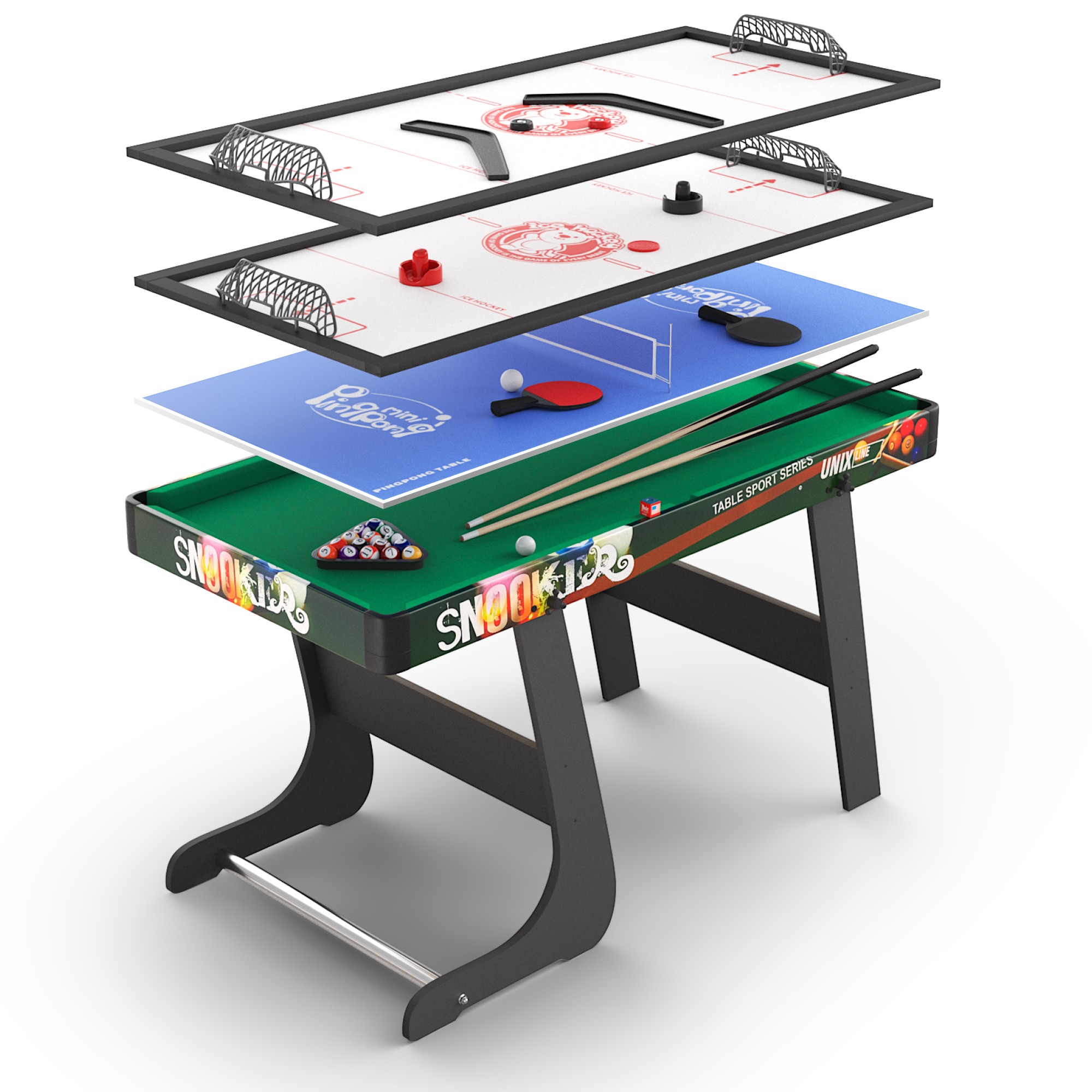 Игровой стол складной Unix Line Трансформер 4 в 1 (125х63 cм) GTMFU125X63CL 2000_2000