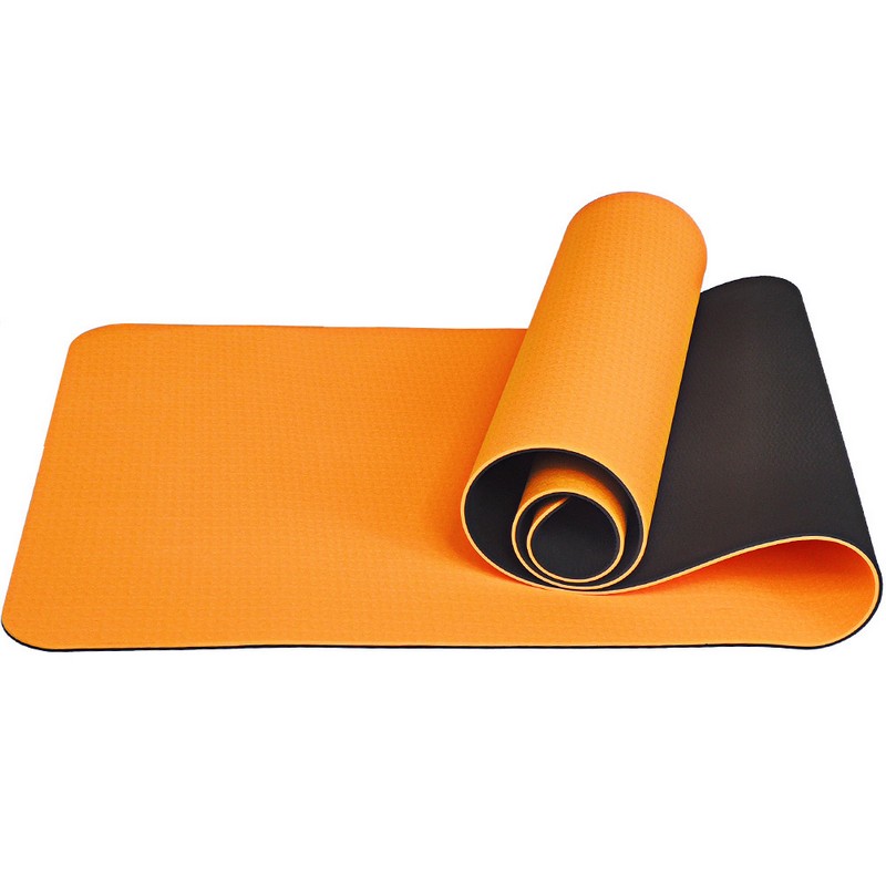 Коврик для йоги 183x61x0,6 см Sportex ТПЕ E33581 оранжево\черный 800_800