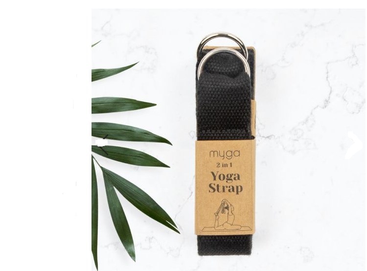 Ремень для йоги 180 см Yoga Belt and Sling 2 in 1 Myga RY1132 черный 750_555