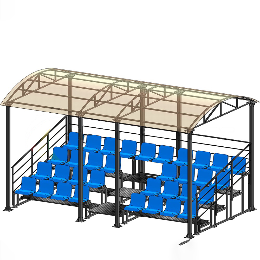 Трибуна для зрителей 4 ряда на 34 места с навесом и перилами Spektr Sport 1000_1000