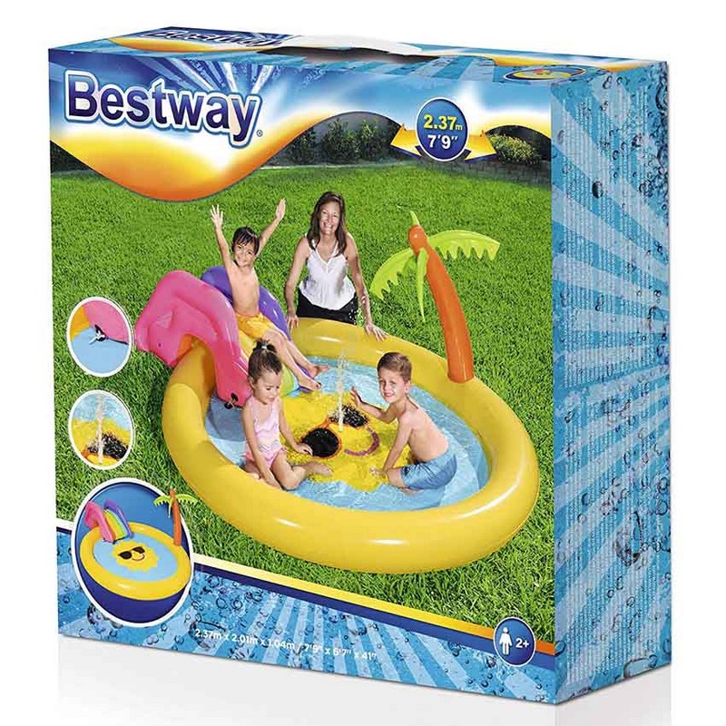 Детский игровой бассейн с принадлежностями Bestway Солнышко 237х201х104 см 53071 800_800