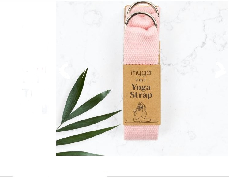 Ремень для йоги 180 см Yoga Belt and Sling 2 in 1 Myga RY1133 розовый 748_579