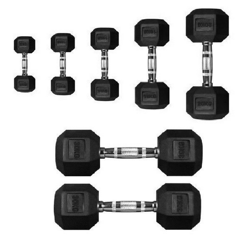 Гантель Perform Better Rubber Encased Hex Dumbbells 5 кг 0543-5\ 845_800