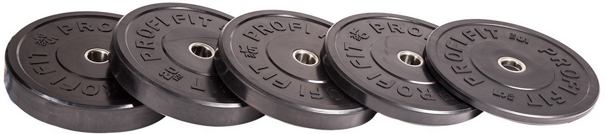 Диск для штанги каучуковый, черный, d51 5кг Profi-Fit 1200_266