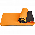 Коврик для йоги 183x61x0,6 см Sportex ТПЕ E33581 оранжево\черный 120_120
